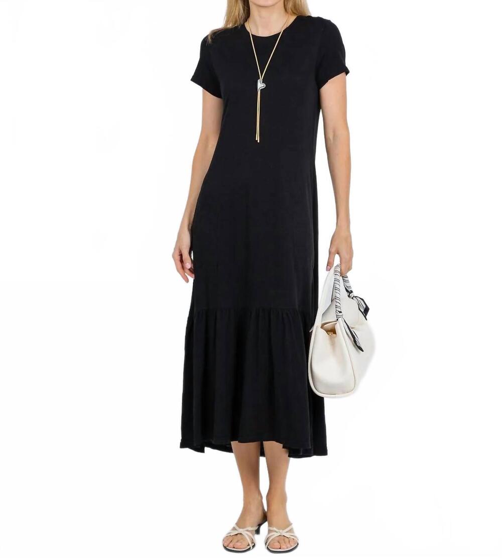 NEW ELLIOTT LAUREN susie short sleeve midi dress in black
